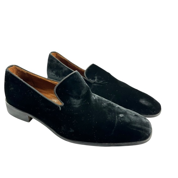 Men Genuine Massimo Matteo Black Velvet Leather Loafers shoes 9 Made In Italy main image 2